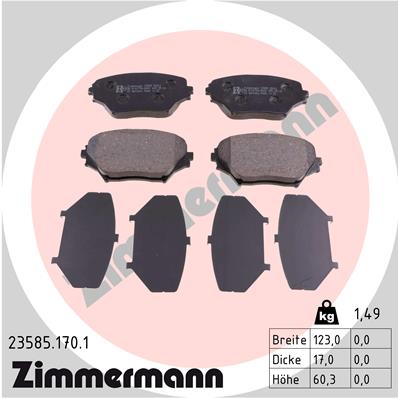 Bremsbelagsatz, Scheibenbremse Vorderachse Zimmermann 23585.170.1 von Zimmermann