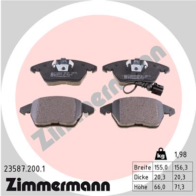 Bremsbelagsatz, Scheibenbremse Vorderachse Zimmermann 23587.200.1 von Zimmermann