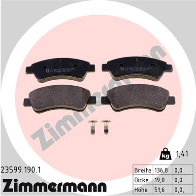 Bremsbelagsatz, Scheibenbremse Vorderachse Zimmermann 23599.190.1 von Zimmermann