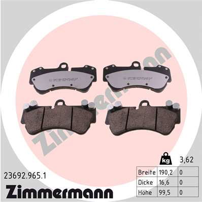 Bremsbelagsatz, Scheibenbremse Vorderachse Zimmermann 23692.965.1 von Zimmermann