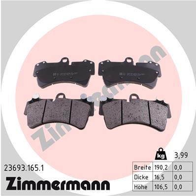 Bremsbelagsatz, Scheibenbremse Vorderachse Zimmermann 23693.165.1 von Zimmermann