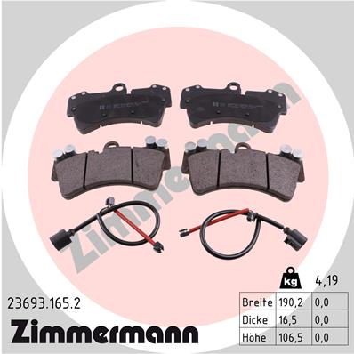 Bremsbelagsatz, Scheibenbremse Vorderachse Zimmermann 23693.165.2 von Zimmermann