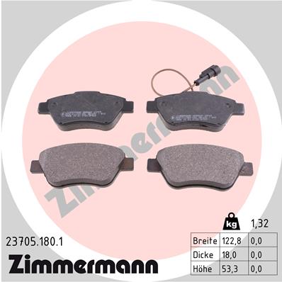 Bremsbelagsatz, Scheibenbremse Vorderachse Zimmermann 23705.180.1 von Zimmermann