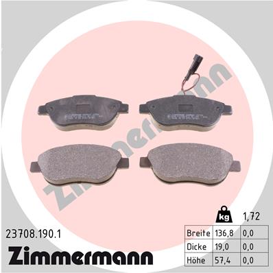 Bremsbelagsatz, Scheibenbremse Vorderachse Zimmermann 23708.190.1 von Zimmermann