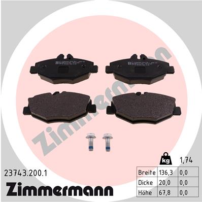 Bremsbelagsatz, Scheibenbremse Vorderachse Zimmermann 23743.200.1 von Zimmermann