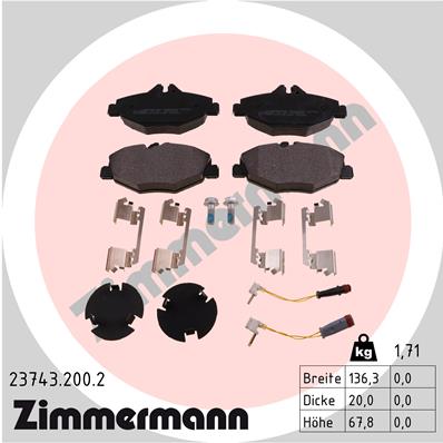 Bremsbelagsatz, Scheibenbremse Vorderachse Zimmermann 23743.200.2 von Zimmermann