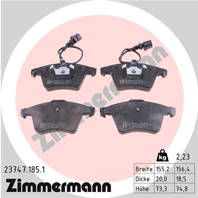 Bremsbelagsatz, Scheibenbremse Vorderachse Zimmermann 23747.185.1 von Zimmermann