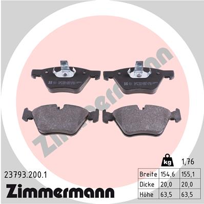 Bremsbelagsatz, Scheibenbremse Vorderachse Zimmermann 23793.200.1 von Zimmermann