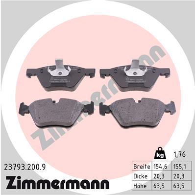 Bremsbelagsatz, Scheibenbremse Vorderachse Zimmermann 23793.200.9 von Zimmermann