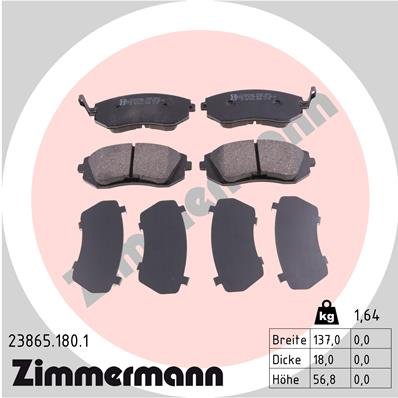 Bremsbelagsatz, Scheibenbremse Vorderachse Zimmermann 23865.180.1 von Zimmermann