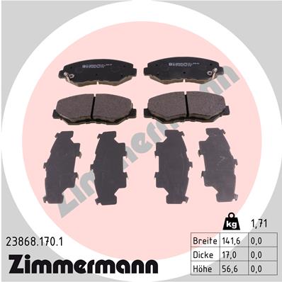 Bremsbelagsatz, Scheibenbremse Vorderachse Zimmermann 23868.170.1 von Zimmermann