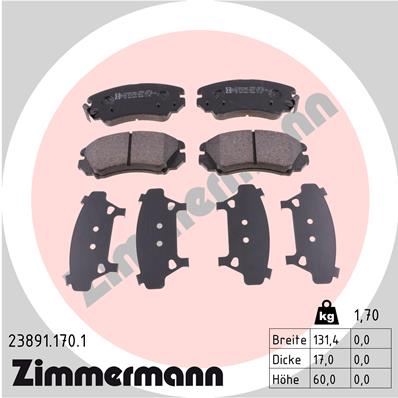 Bremsbelagsatz, Scheibenbremse Vorderachse Zimmermann 23891.170.1 von Zimmermann