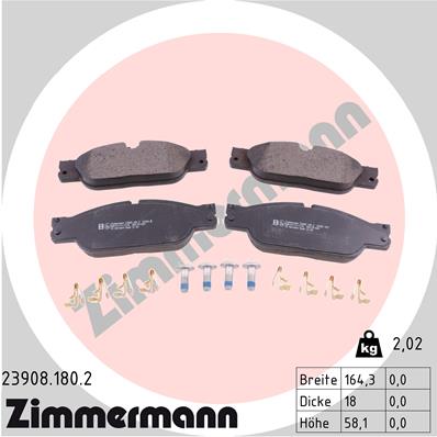 Bremsbelagsatz, Scheibenbremse Vorderachse Zimmermann 23908.180.2 von Zimmermann