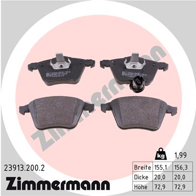 Bremsbelagsatz, Scheibenbremse Vorderachse Zimmermann 23913.200.2 von Zimmermann