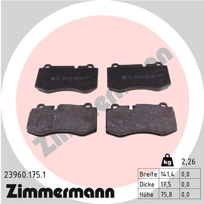 Bremsbelagsatz, Scheibenbremse Vorderachse Zimmermann 23960.175.1 von Zimmermann