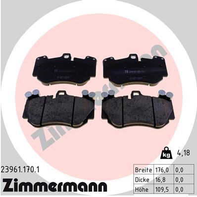 Bremsbelagsatz, Scheibenbremse Vorderachse Zimmermann 23961.170.1 von Zimmermann