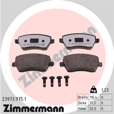 Bremsbelagsatz, Scheibenbremse Vorderachse Zimmermann 23973.975.1 von Zimmermann