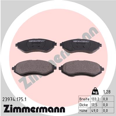 Bremsbelagsatz, Scheibenbremse Vorderachse Zimmermann 23974.175.1 von Zimmermann