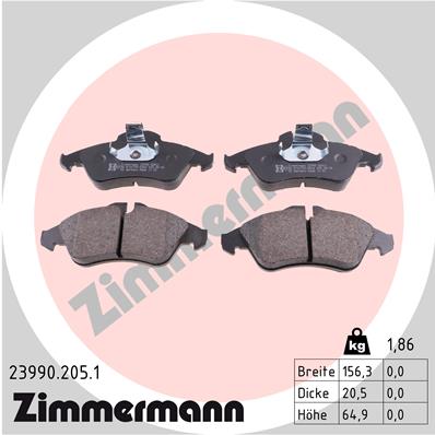 Bremsbelagsatz, Scheibenbremse Vorderachse Zimmermann 23990.205.1 von Zimmermann