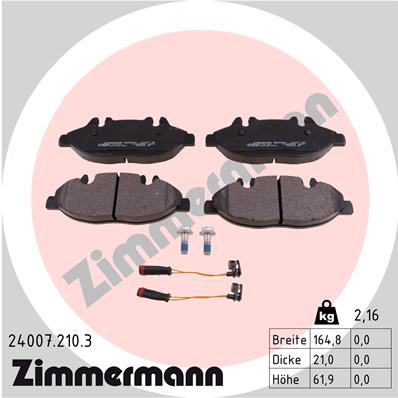 Bremsbelagsatz, Scheibenbremse Vorderachse Zimmermann 24007.210.3 von Zimmermann