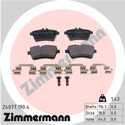 Bremsbelagsatz, Scheibenbremse Vorderachse Zimmermann 24077.190.4 von Zimmermann