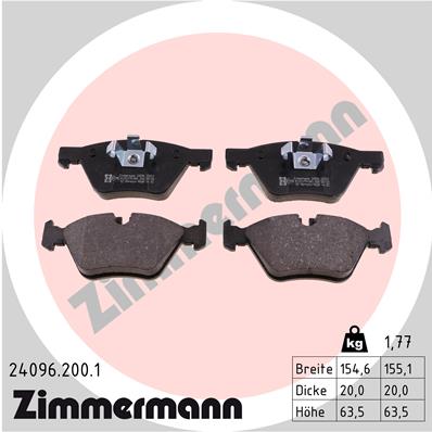 Bremsbelagsatz, Scheibenbremse Vorderachse Zimmermann 24096.200.1 von Zimmermann