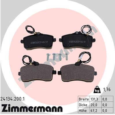 Bremsbelagsatz, Scheibenbremse Vorderachse Zimmermann 24134.200.1 von Zimmermann