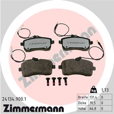 Bremsbelagsatz, Scheibenbremse Vorderachse Zimmermann 24134.900.1 von Zimmermann