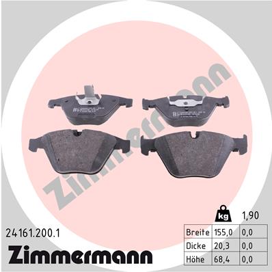 Bremsbelagsatz, Scheibenbremse Vorderachse Zimmermann 24161.200.1 von Zimmermann