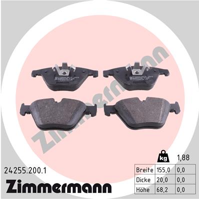 Bremsbelagsatz, Scheibenbremse Vorderachse Zimmermann 24255.200.1 von Zimmermann