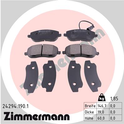 Bremsbelagsatz, Scheibenbremse Vorderachse Zimmermann 24294.190.1 von Zimmermann