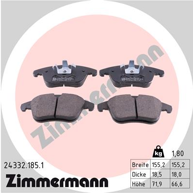 Bremsbelagsatz, Scheibenbremse Vorderachse Zimmermann 24332.185.1 von Zimmermann