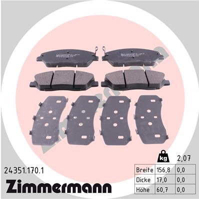 Bremsbelagsatz, Scheibenbremse Vorderachse Zimmermann 24351.170.1 von Zimmermann