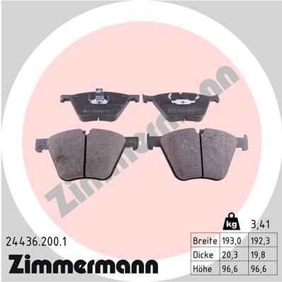 Bremsbelagsatz, Scheibenbremse Vorderachse Zimmermann 24436.200.1 von Zimmermann