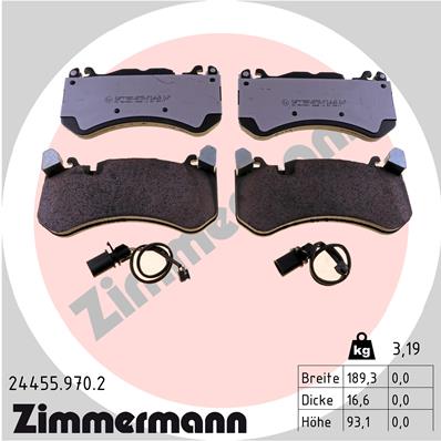 Bremsbelagsatz, Scheibenbremse Vorderachse Zimmermann 24455.970.2 von Zimmermann