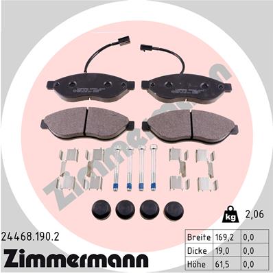 Bremsbelagsatz, Scheibenbremse Vorderachse Zimmermann 24468.190.2 von Zimmermann