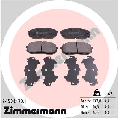 Bremsbelagsatz, Scheibenbremse Vorderachse Zimmermann 24501.170.1 von Zimmermann