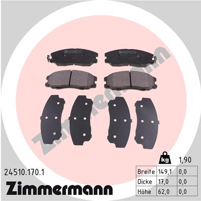 Bremsbelagsatz, Scheibenbremse Vorderachse Zimmermann 24510.170.1 von Zimmermann