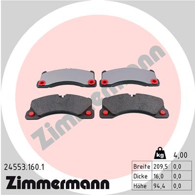 Bremsbelagsatz, Scheibenbremse Vorderachse Zimmermann 24553.160.1 von Zimmermann