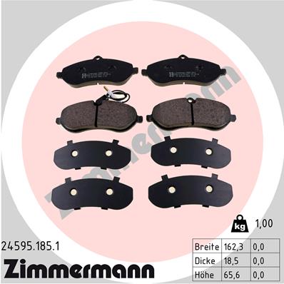 Bremsbelagsatz, Scheibenbremse Vorderachse Zimmermann 24595.185.1 von Zimmermann