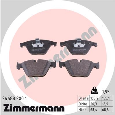 Bremsbelagsatz, Scheibenbremse Vorderachse Zimmermann 24688.200.1 von Zimmermann