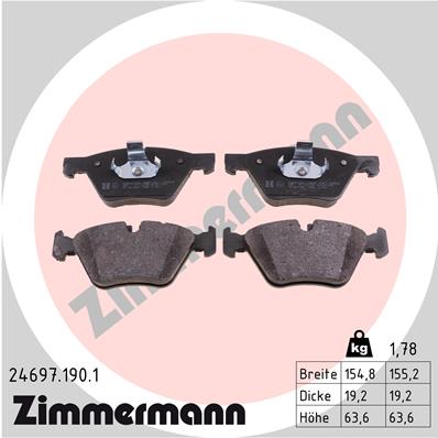 Bremsbelagsatz, Scheibenbremse Vorderachse Zimmermann 24697.190.1 von Zimmermann