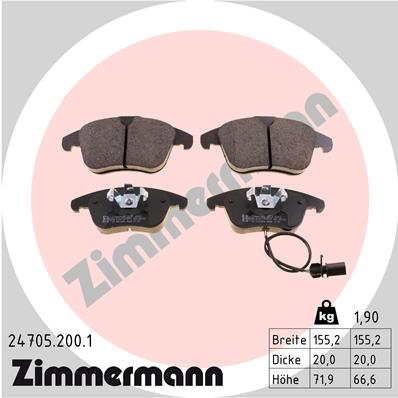 Bremsbelagsatz, Scheibenbremse Vorderachse Zimmermann 24705.200.1 von Zimmermann