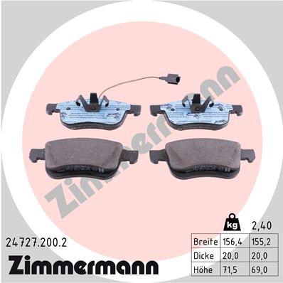 Bremsbelagsatz, Scheibenbremse Vorderachse Zimmermann 24727.200.2 von Zimmermann