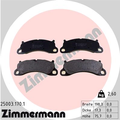 Bremsbelagsatz, Scheibenbremse Vorderachse Zimmermann 25003.170.1 von Zimmermann