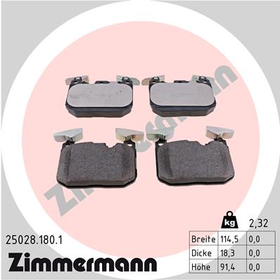 Bremsbelagsatz, Scheibenbremse Vorderachse Zimmermann 25028.180.1 von Zimmermann