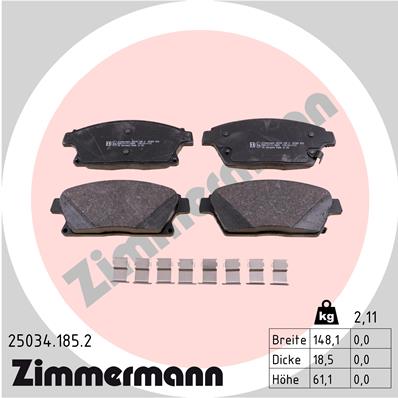 Bremsbelagsatz, Scheibenbremse Vorderachse Zimmermann 25034.185.2 von Zimmermann