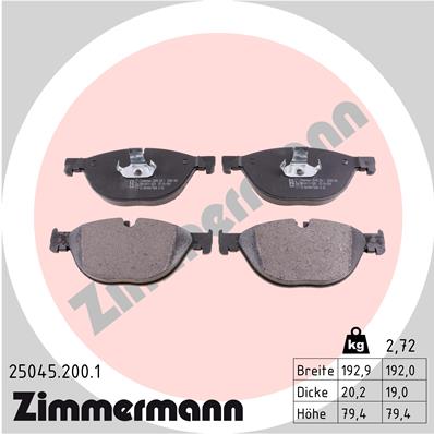 Bremsbelagsatz, Scheibenbremse Vorderachse Zimmermann 25045.200.1 von Zimmermann