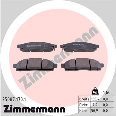 Bremsbelagsatz, Scheibenbremse Vorderachse Zimmermann 25087.170.1 von Zimmermann