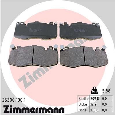 Bremsbelagsatz, Scheibenbremse Vorderachse Zimmermann 25300.190.1 von Zimmermann